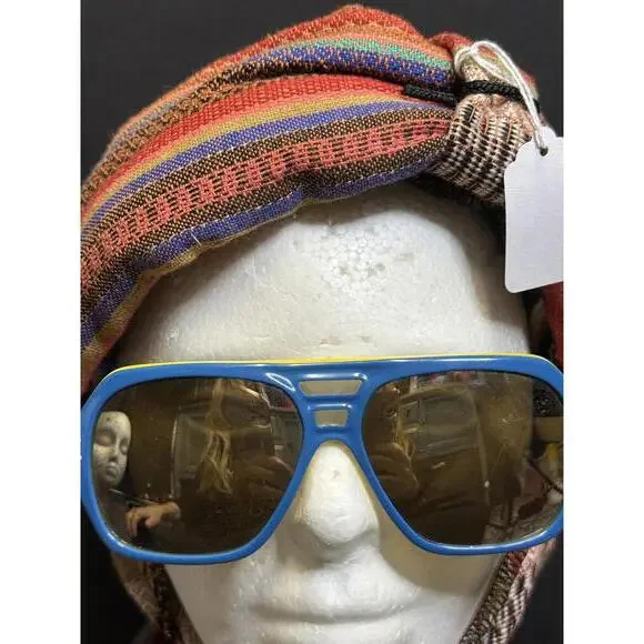 Vintage Foster Grant USA Blue Yellow White Mirrored Ski Sunglasses - Picture 4 of 6